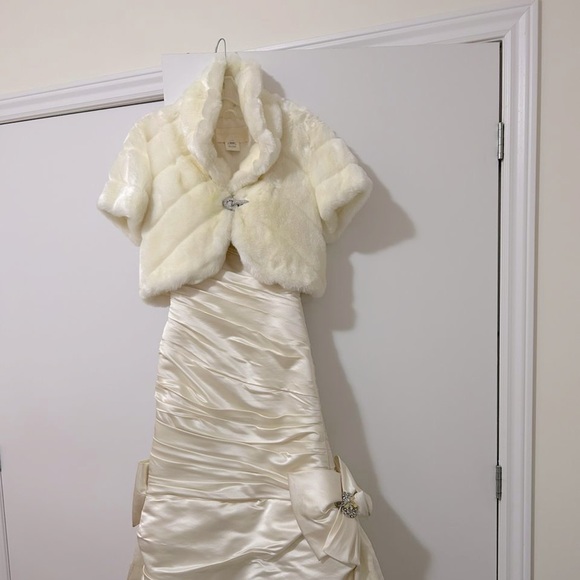 Wedding dress + Veil + Coat - Picture 6 of 7